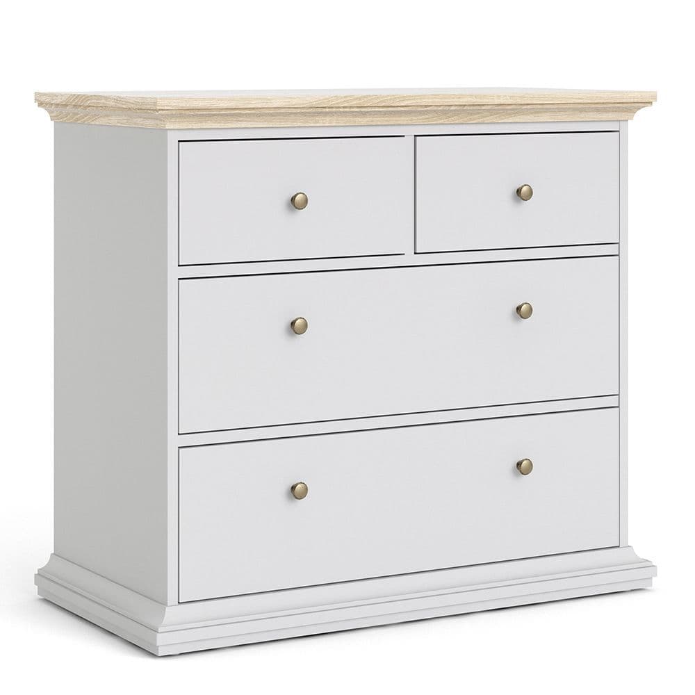Parisian Chic Parisian Chic Chest of 4 Drawers in White and Oak
